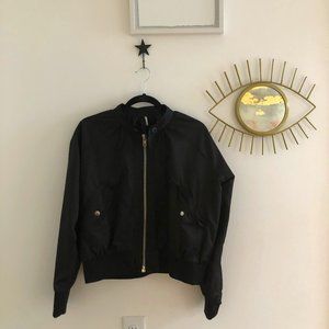 Free People Black Midnight Bomber Jacket S
